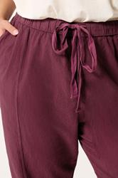YOURS Plus Size Burgundy Red Cool Cotton Barrel Leg Denim Trousers | Yours Clothing 4