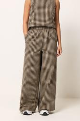 PixieGirl Petite Women's Brown Gingham Wide Leg Trousers | PixieGirl 2
