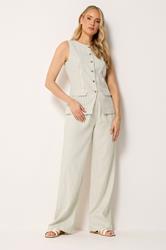 LTS Tall Women's Ivory White Pinstripe Linen Waistcoat | Long Tall Sally 2