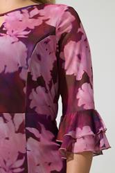YOURS LONDON Plus Size Pink & Red Blurred Floral Keyhole Dress | Yours Clothing 4