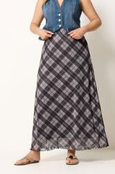 YOURS Plus Size Purple Check Mesh Skirt | Yours Clothing 1