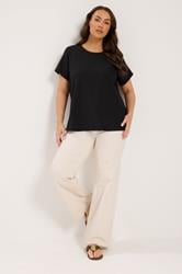 YOURS Plus Size Black Interlock T-Shirt | Yours Clothing 1