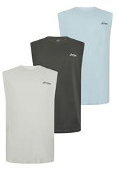 JACK & JONES 3 PACK Big & Tall White, Black, and Light Blue Tanktops | BadRhino 3