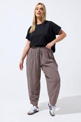 LIMITED COLLECTION Plus Size Pink Gingham Crinkle Wide Leg Trousers | Yours Clothing 3
