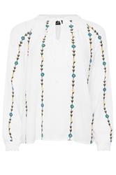 M&Co Ivory White Floral Embroidered Tie Neck Blouse | M&Co 5