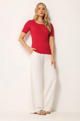 LTS Tall Red Ribbed Cotton T-Shirt | Long Tall Sally 1