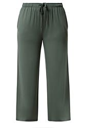 YOURS Plus Size Sage Green Soft Touch Wide Leg Joggers | Yours Clothing 5