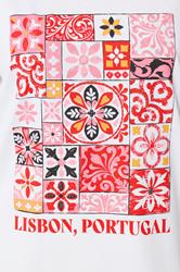 YOURS Plus Size White & Pink 'Lisbon Portugal' Graphic T-Shirt | Yours Clothing 4