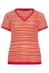 YOURS Plus Size Red Stripe Boxy Knitted Top | Yours Clothing 5
