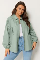 YOURS Plus Size Blue Utility Shacket | Yours Clothing 1