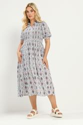 YOURS Plus Size Ivory White Floral Midi Dress | Yours Clothing 1