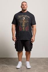BadRhino Big & Tall Black Extra Long Motley Crue Acid Wash Graphic T-Shirt | BadRhino 1