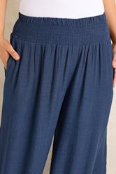 EVANS Plus Size Navy Blue Wide Leg Trouser | Evans 5