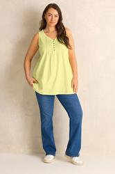EVANS Plus Size Yellow Sleeveless Henley Top | Evans 1
