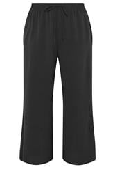 YOURS Plus Size Black Wide Leg Twill Trousers | Yours Clothing 5