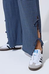 LIMITED COLLECTION Curve Blue Gingham Tie Side Trousers | Yours Clothing 5