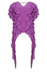 STAR Purple Mesh Ruffle Blouse