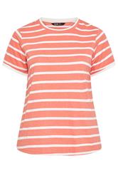 YOURS oranje gestreept ringer T-shirt