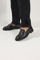 Black Metal Trim Loafers In Wide E Fit | Yours Clothing 2