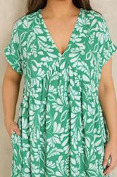 EVANS Plus Size Green Leaf Print Midi Dress | Evans 4