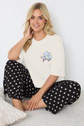 YOURS Plus Size Ivory White 'Girls Night' Polka Dot Pyjama Set | Yours Clothing 1