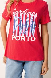 M&Co Red Sardines Graphic Print Cotton T-Shirt | M&Co 5