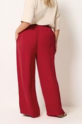 YOURS Plus Size Red Washed Twill Trousers | Yours Clothing 2