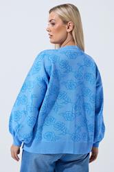LIMITED COLLECTION Plus Size Blue Rose Knitted Cardigan | Yours Clothing 2