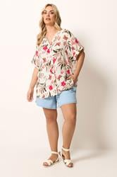 YOURS Plus Size White Floral Button Up | Yours Clothing 1