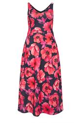 LTS Tall Women's Navy Blue Poppy Floral Midi Dress | Long Tall Sally 5
