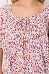 YOURS Plus Size Red Abstract Tie Neck Blouse | Yours Clothing 4