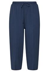 YOURS Plus Size Navy Blue Crinkle Barrel Trousers | Yours Clothing 5