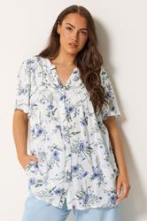 YOURS Plus Size White Floral Notch Neck Blouse | Yours Clothing 3
