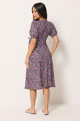 M&Co Petite Pink Ditsy Floral Wrap Dress | M&Co 2