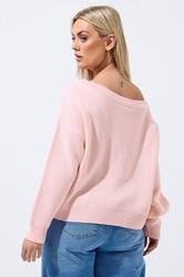 LIMITED COLLECTION Plus Size Pink Knitted Off Shoulder Jumper | Yours Clothing 2