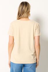 LTS Tall Women's Cream Broderie Anglaise Front T-Shirt | Long Tall Sally 2