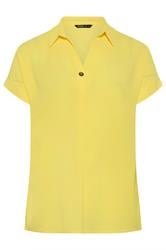 YOURS Curve Yellow Button Half Placket Blouse