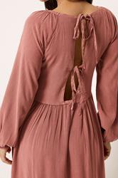PixieGirl Petite Women's Pink Woven Tie Back Smock Dress | PixieGirl 4
