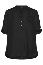 YOURS Plus Size Black Half Placket Shirt | Yours Clothing 5