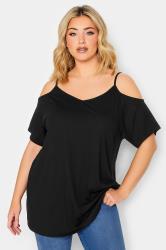 YOURS Plus Size Curve Coral Orange Cold Shoulder T-Shirt