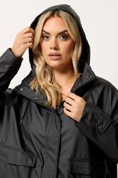 YOURS Plus Size Black Rain Jacket | Yours Clothing 4