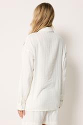 LTS Tall Women's Set Cream Metallic Shirt & Tie Front Shorts | Long Tall Sally 5