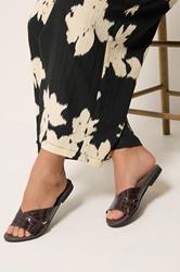 Chocolate Brown Faux Leather Mule Sandals | Yours Clothing 1