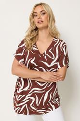 YOURS Plus Size Brown Abstract Print T-Shirt | Yours Clothing 3