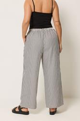 YOURS Plus Size Cream & Black Stripe Trousers | Yours Clothing 2