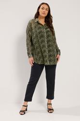 YOURS Plus Size Green Animal Print Shirt | Yours Clothing 1