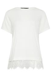 LTS Tall White Lace Hem Detail T-Shirt