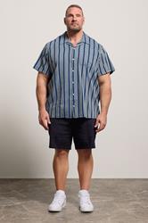 JACK & JONES Big & Tall Blue Stripe Resort Shirt | BadRhino 1