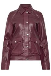 LTS PREMIUM Tall Women's Burgundy Red Leather Bomber Jacket | Long Tall Sally 1