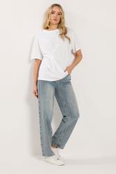 LTS Tall Women's White Twist Front Cotton T-Shirt | Long Tall Sally 2